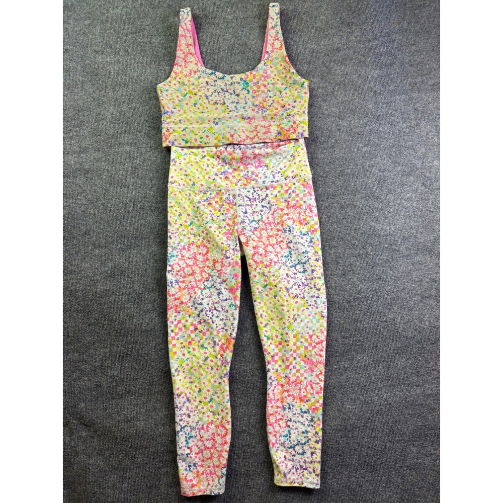 Fabletics PowerHold Activewear Set Women S Multi Floral Checkered Leggings Bra